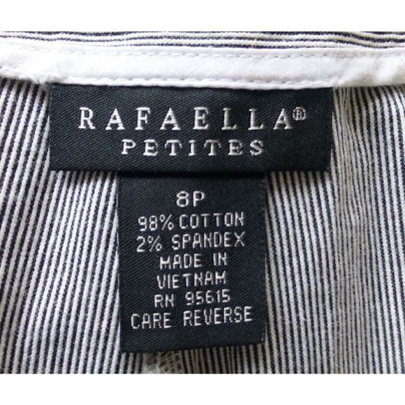 Rafaella Women's Pants Size 8 Seeer Sucker Capri  Black White stripes stretch - Picture 7 of 7